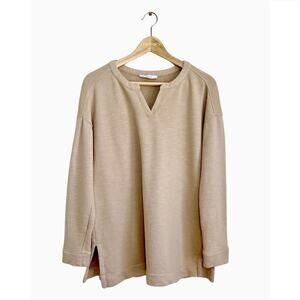 J. Jill Sweatshirt Pure Jill Organic Cotton Tan Beige Relaxed French Terry SP